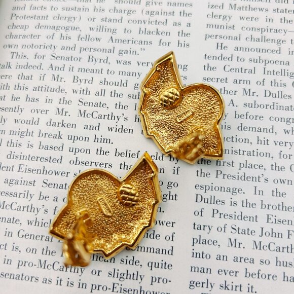 Butler Vintage 1960s clip-on earrings, oversized faux pearl & rhinestones - Picture 5 of 12